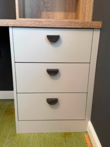 Fitted alcove desk with shelving either side of chimney breast, Newcastle home