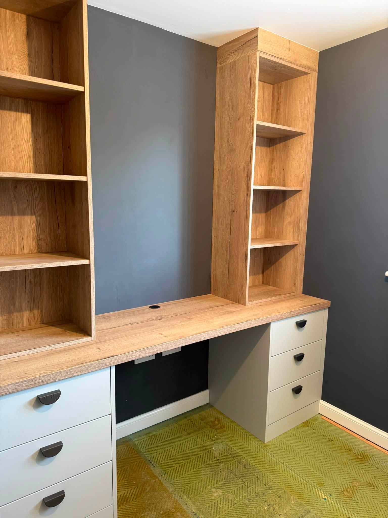 Bespoke fitted home office with built-in desk and shelving, Newcastle